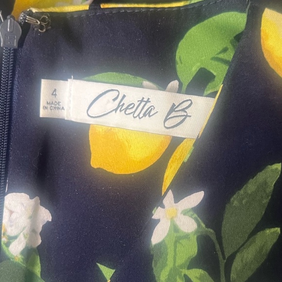 Chetta B lemon Dress floral fit and flare A Line sleeveless dress women’s size 4 - Picture 5 of 7